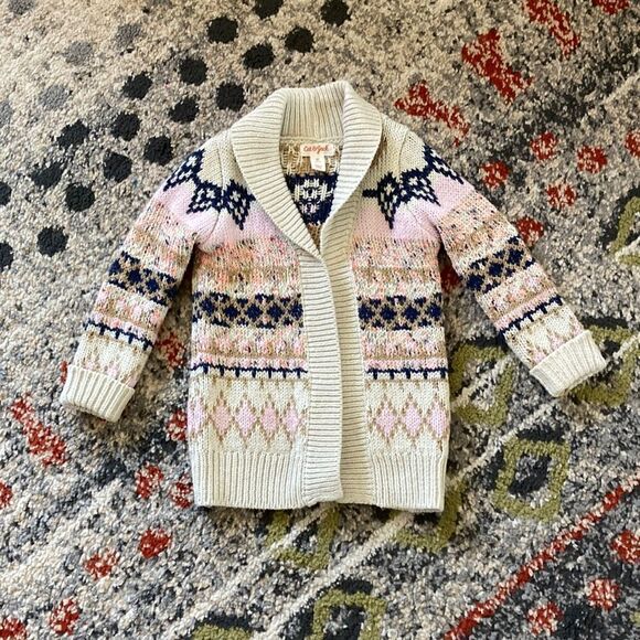 Toddler Winter Fairisle Cardigan Sweater Cream size 2T - Picture 1 of 4